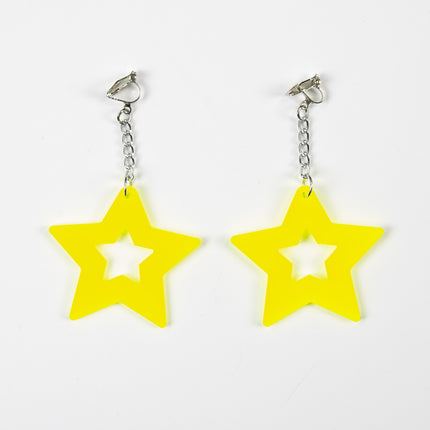 BOUCLES D'OREILLES NEON STAR X2 JAUNE