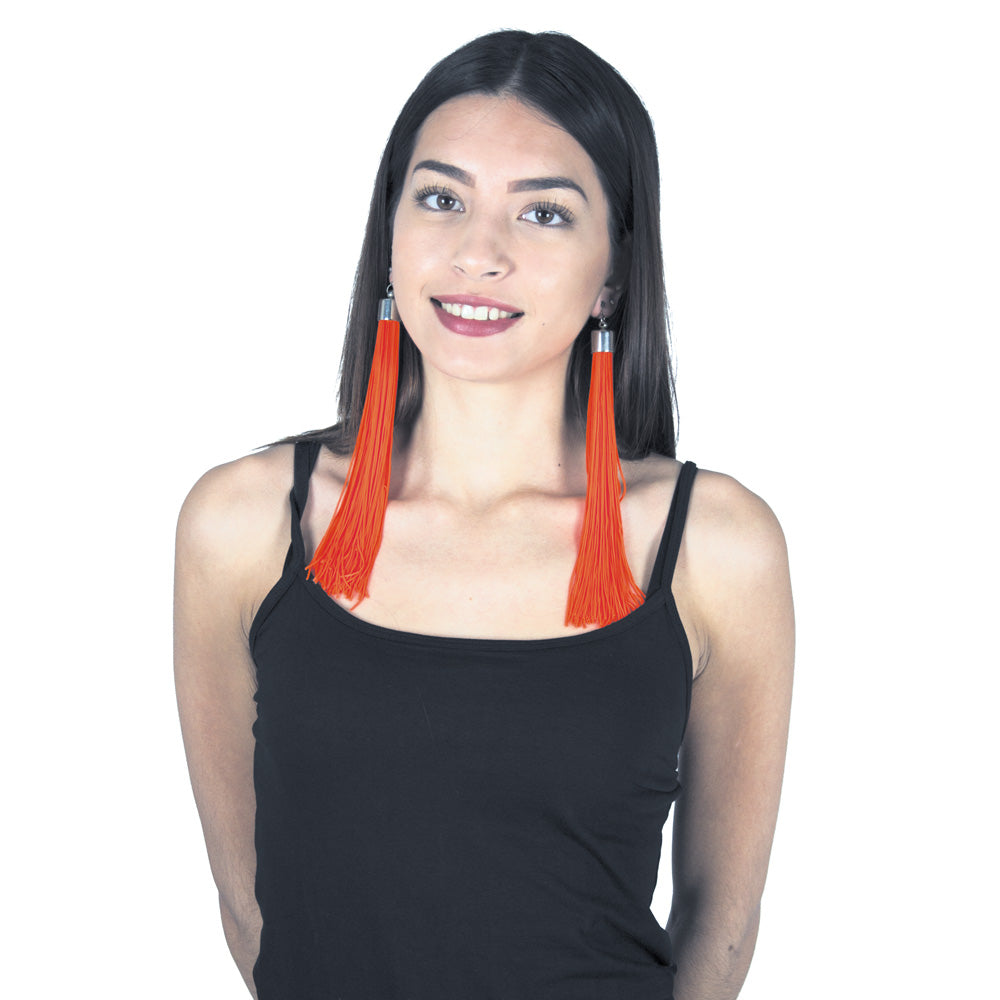 BOUCLES D'OREILLE FRANGES NEON ORANGE