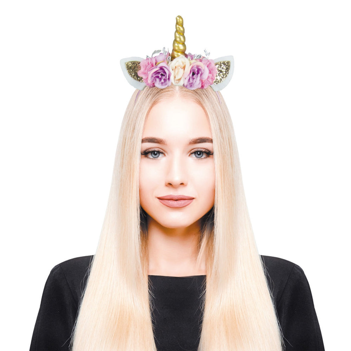SERRE TETE LICORNE PAILLETE A FLEURS