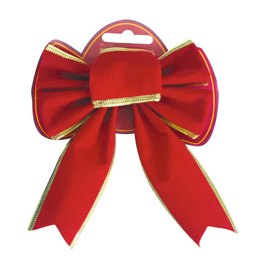 NOEUD VELOURS ROUGE ET OR TAILLE S