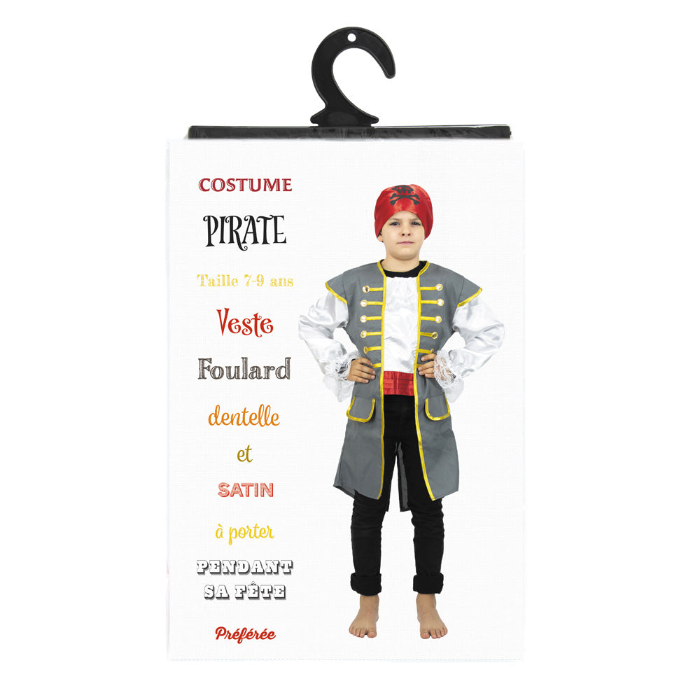 VESTE ET FOULARD PIRATE 7-9 ANS