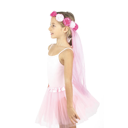 COURONNE DE FLEUR AVEC VOILE