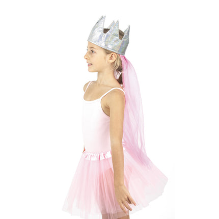 COURONNE DE PRINCESSE AVEC VOILE LUXE ENFANT