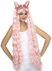 Perruque couettes longues roses femme