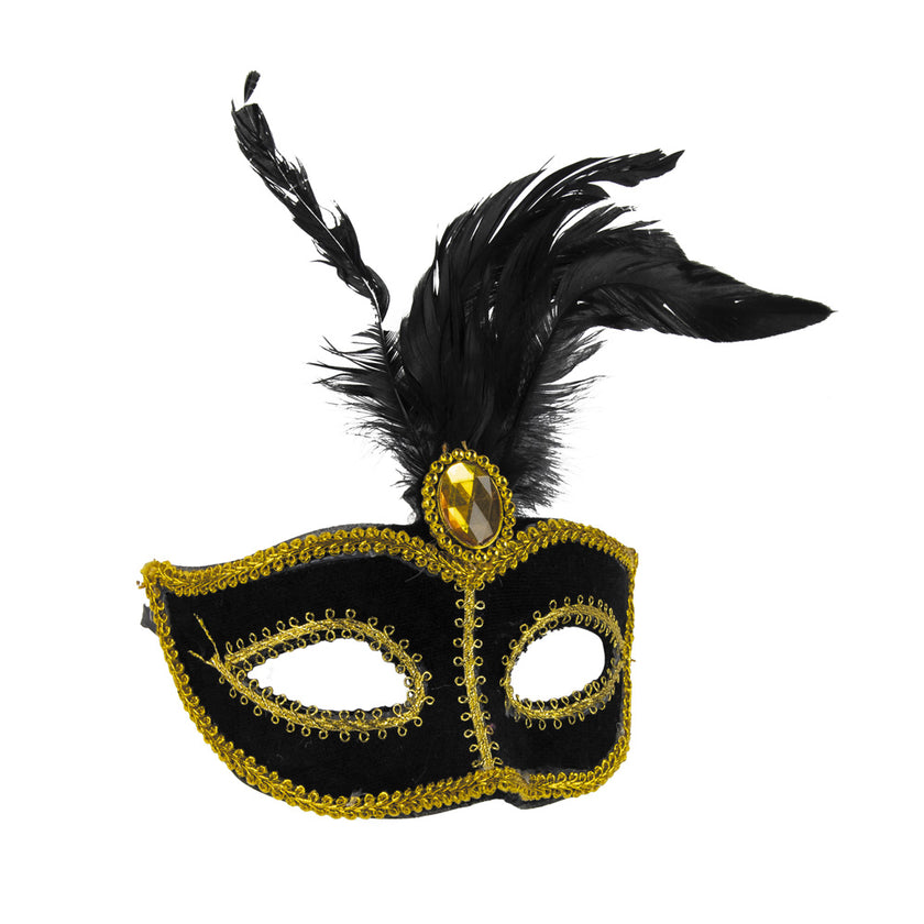MASQUE VENITIEN NOIR AVEC PLUMES