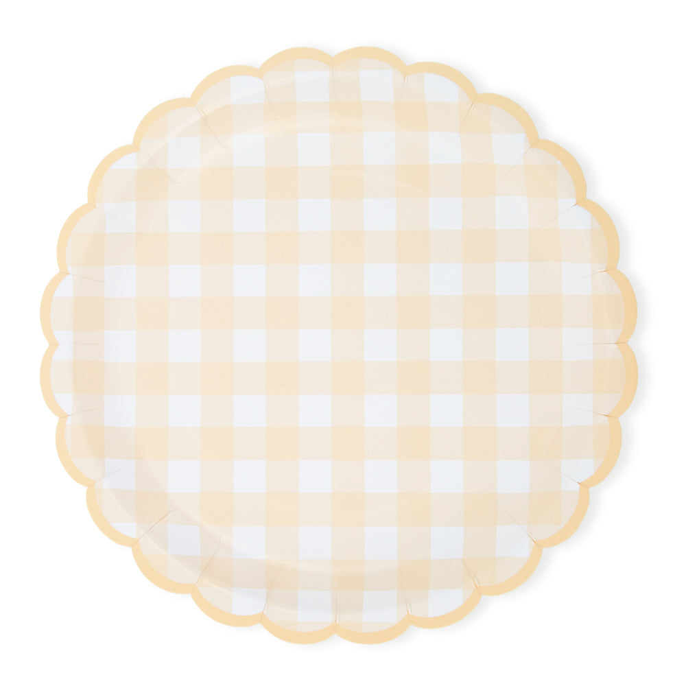 ASSIETTES FESTONNEES VICHY PASTEL 4 COUL ASS  23CM X 8