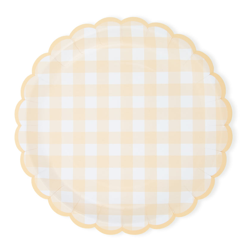 ASSIETTES FESTONNEES VICHY PASTEL 4 COUL ASS  23CM X 8