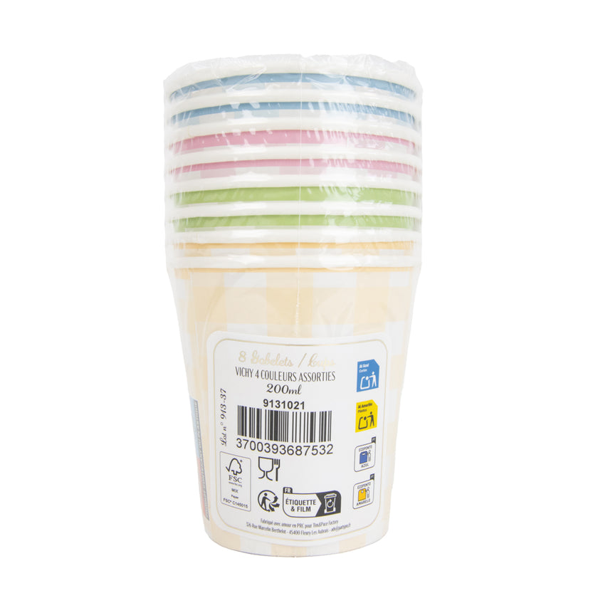 GOBELETS 200ML VICHY PASTEL 4 COUL ASSX 8