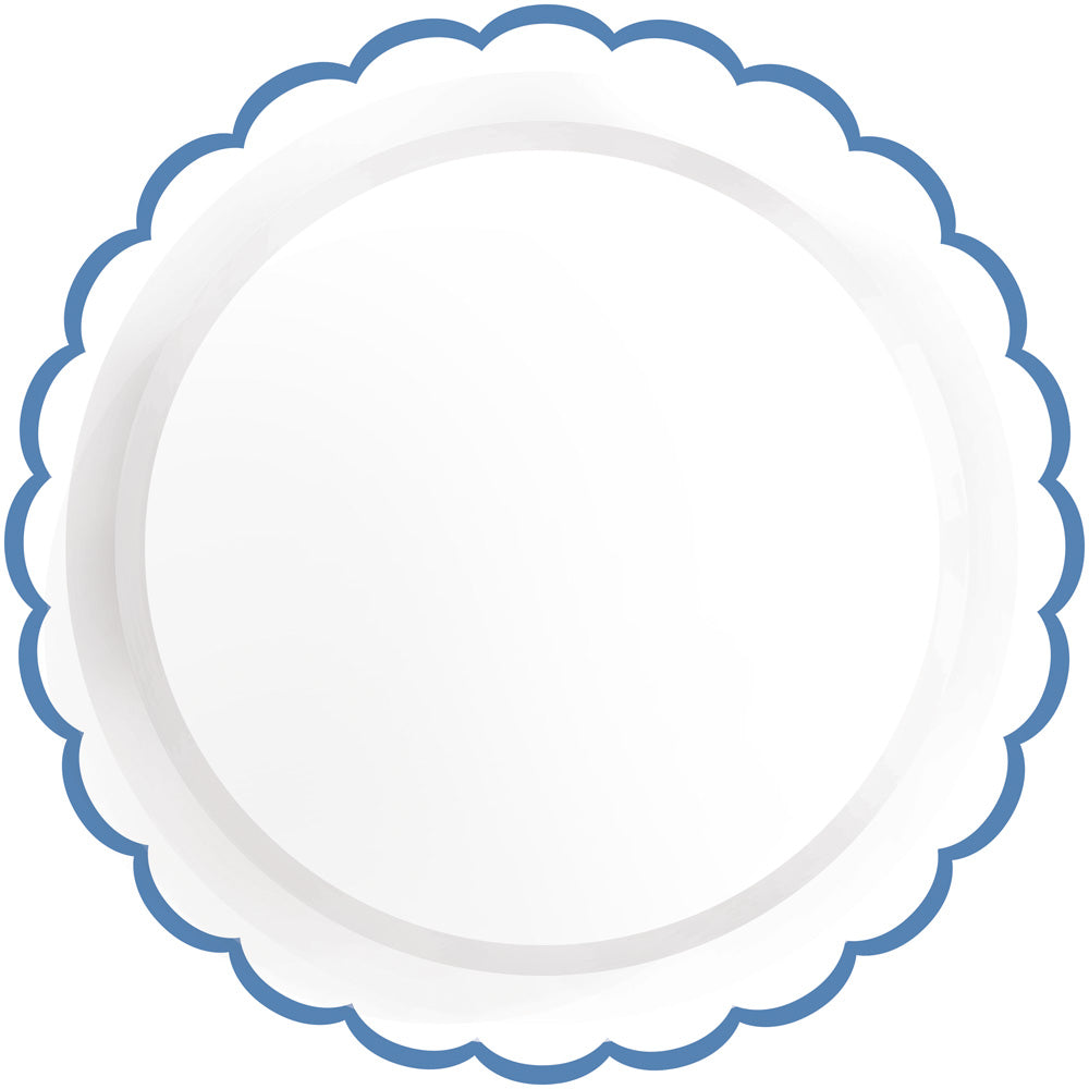 ASSIETTES FESTONNEES FLEUR BLEUE  XXL 30.5CM  X 8