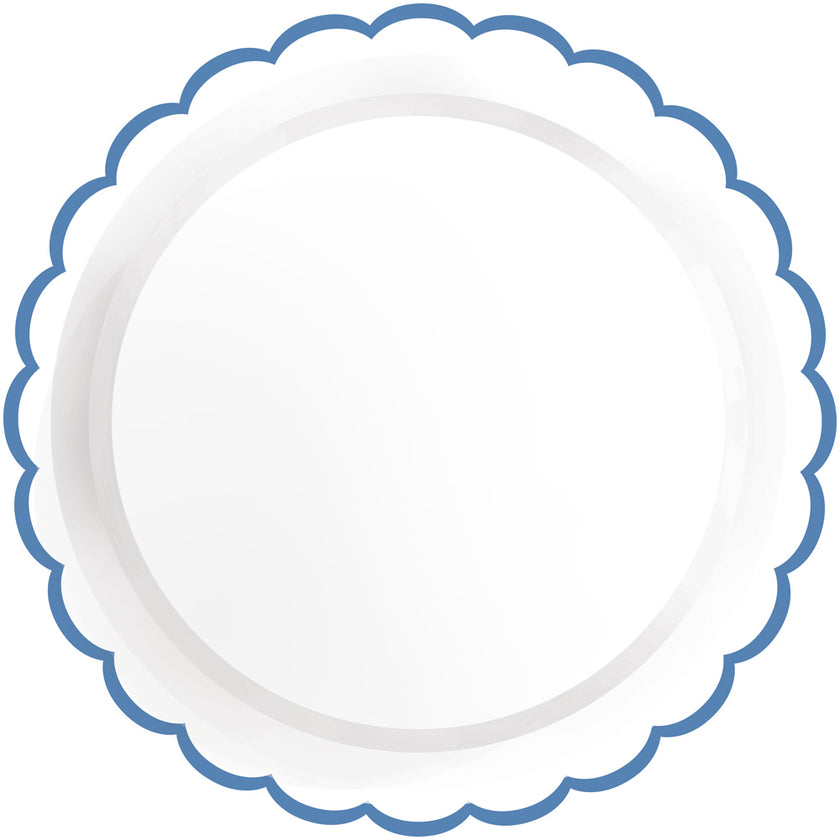 ASSIETTES FESTONNEES FLEUR BLEUE  XXL 30.5CM  X 8