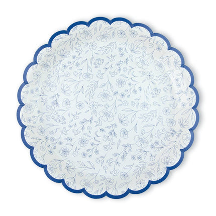 ASSIETTES FESTONNEES FLEUR BLEUE 25 CM X 8