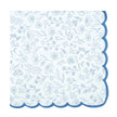 SERVIETTES FESTONNEES 33X33CM FLEUR BLEUE X 16