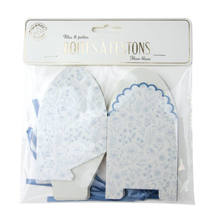 PETITES BOITES A FESTONS FLEUR BLEUE X 8