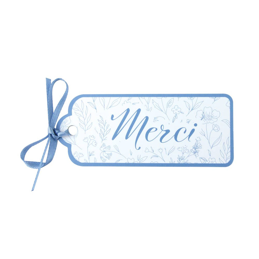 ETIQUETTES CADEAUX FLEUR BLEUE X 10