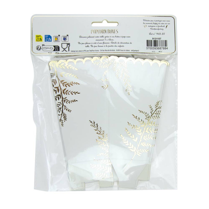 BOITES A POP-CORN FOUGERE WHITE X 8