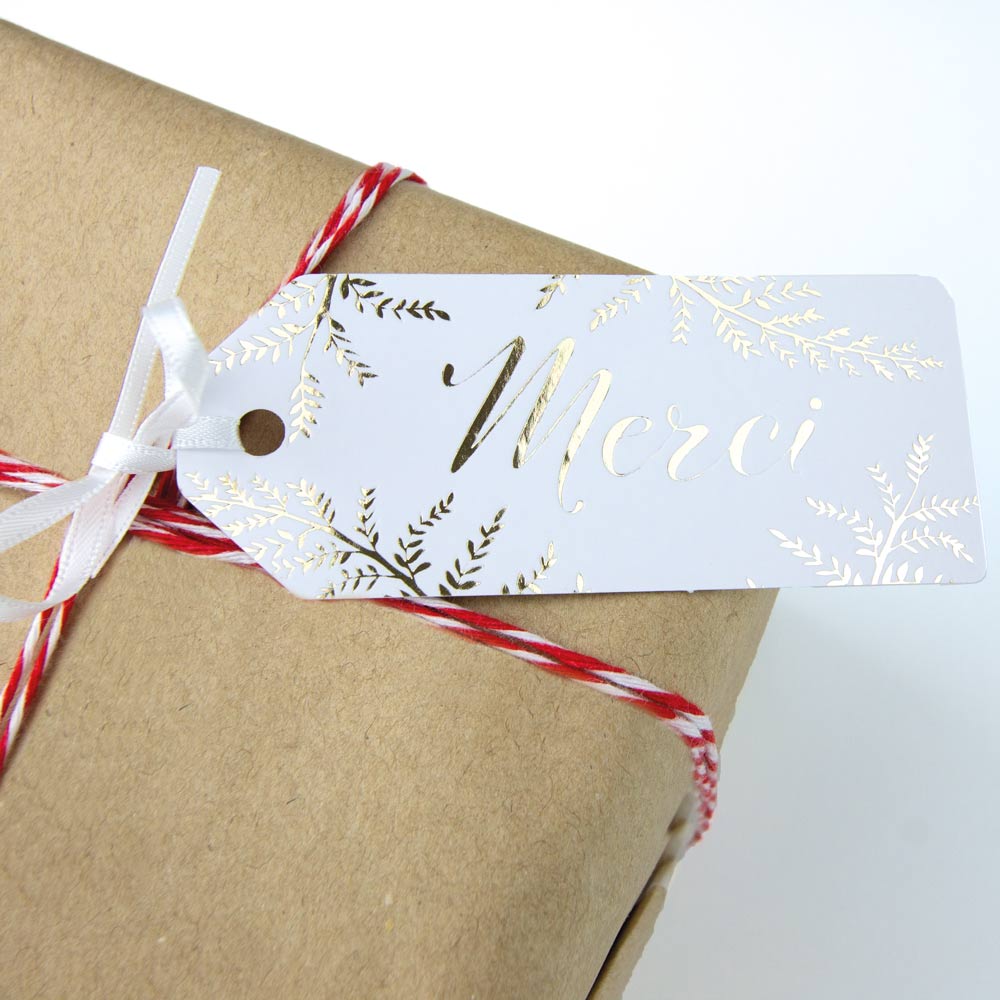 ETIQUETTES CADEAUX FOUGERE WHITE X 10