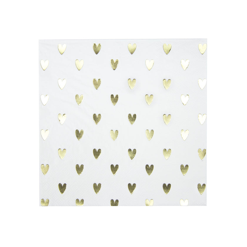 SERVIETTES COEURS DORES X 16