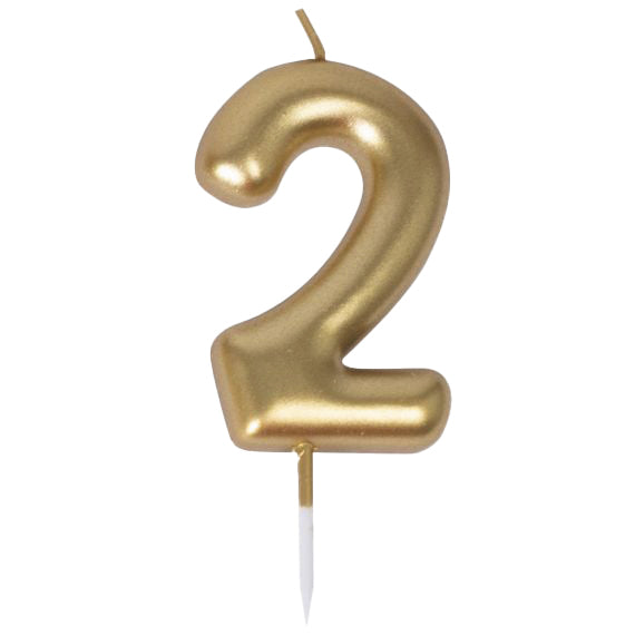 Bougie chiffre 2 doree 1