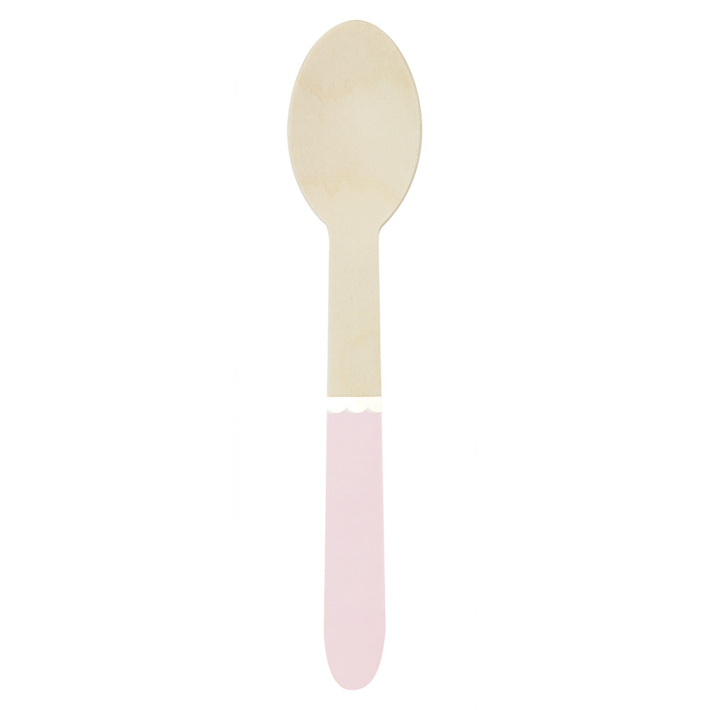 PETITES CUILLERES EN BOIS ROSE PASTEL X 8