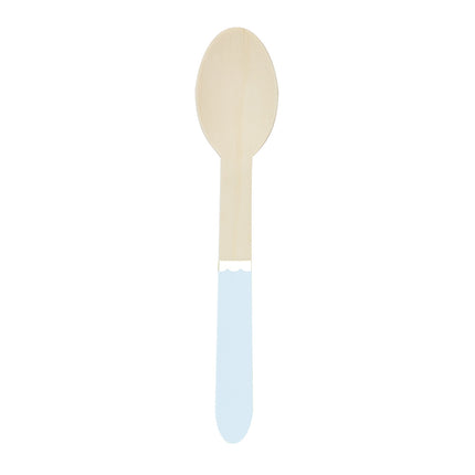 PETITES CUILLERES EN BOIS BLEU PASTEL X 8