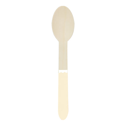 PETITES CUILLERES EN BOIS JAUNE PASTEL X 8