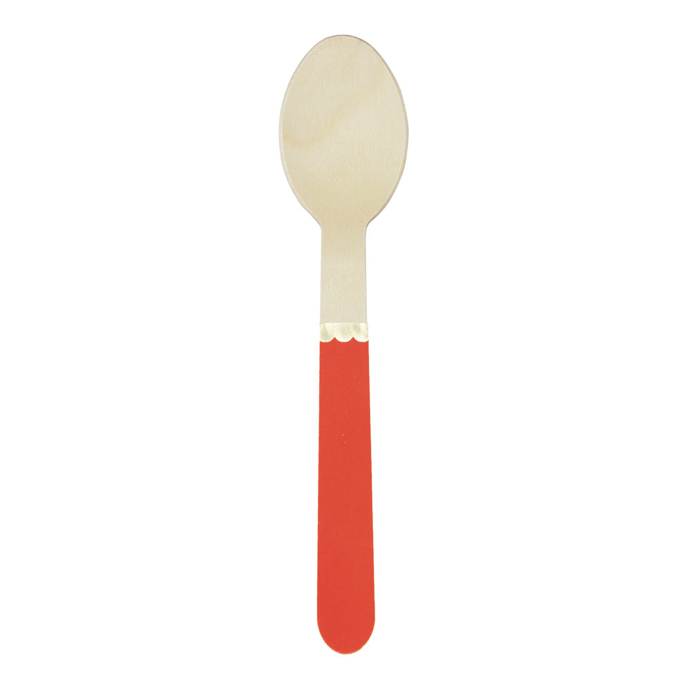 PETITES CUILLERES EN BOIS ROUGE ET OR X 8