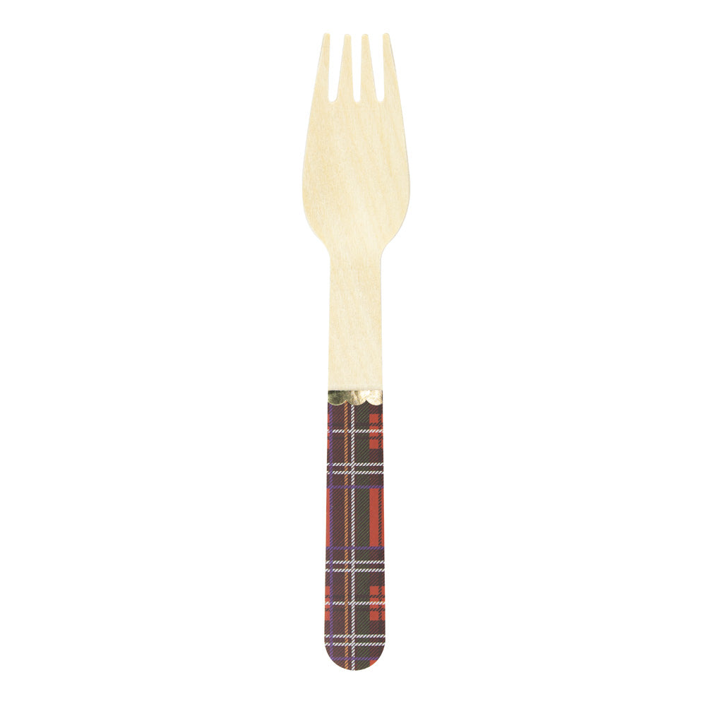 PETITES FOURCHETTES EN BOIS TARTAN X 8