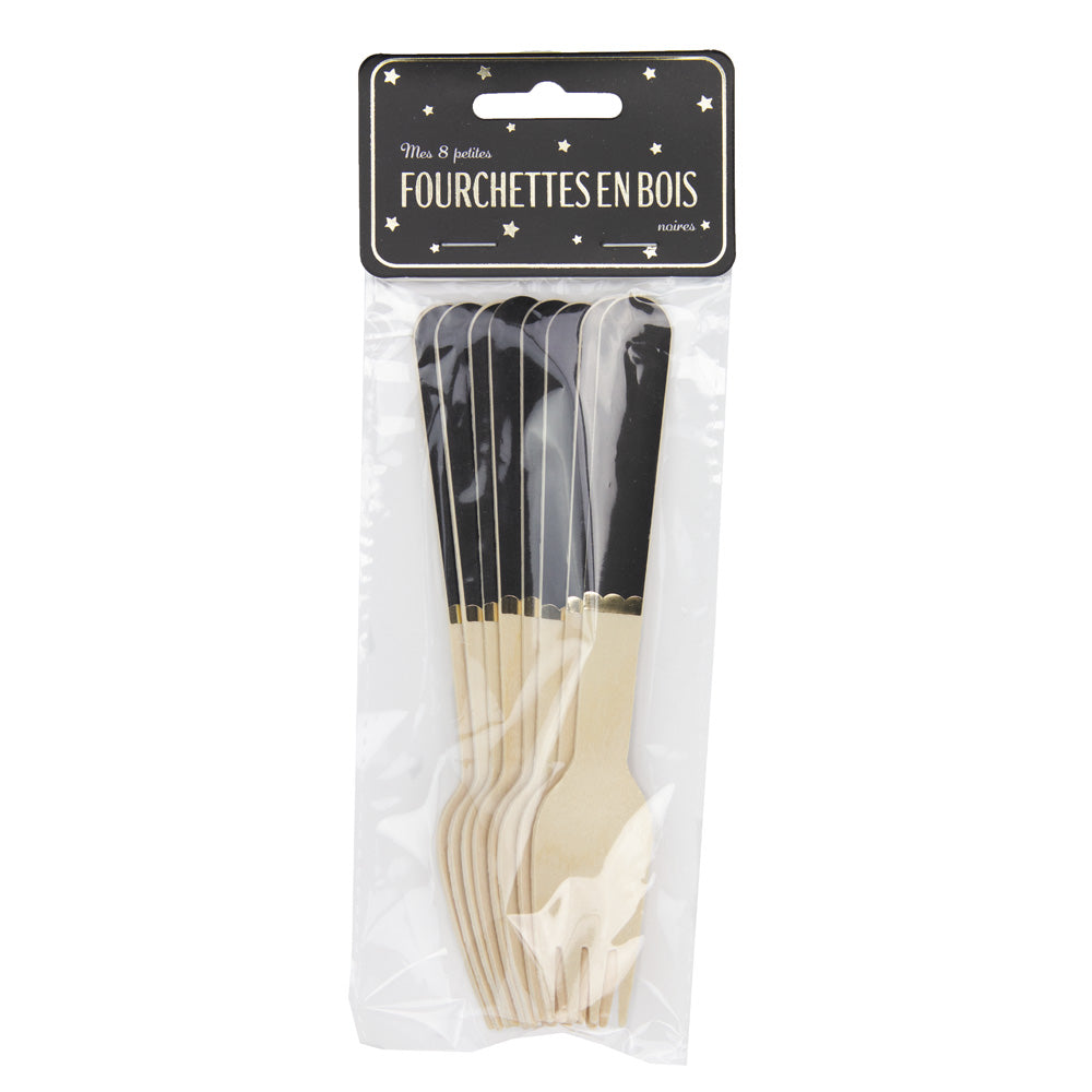 PETITES FOURCHETTES EN BOIS NOIRES X 8