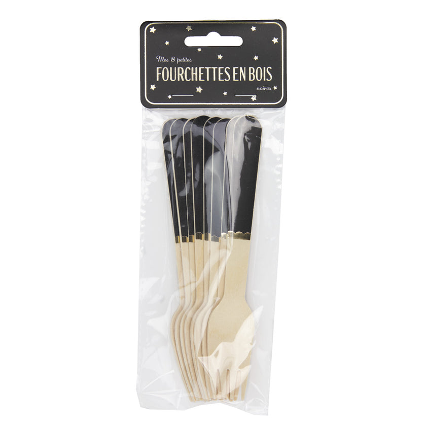PETITES FOURCHETTES EN BOIS NOIRES X 8