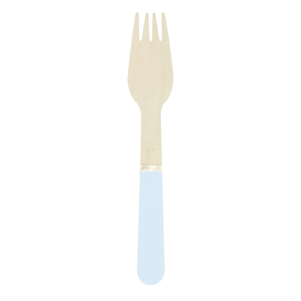 PETITES FOURCHETTES EN BOIS BLEU PASTEL X 8