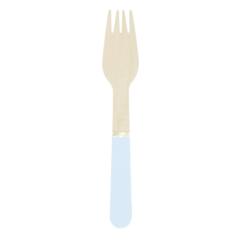 PETITES FOURCHETTES EN BOIS BLEU PASTEL X 8