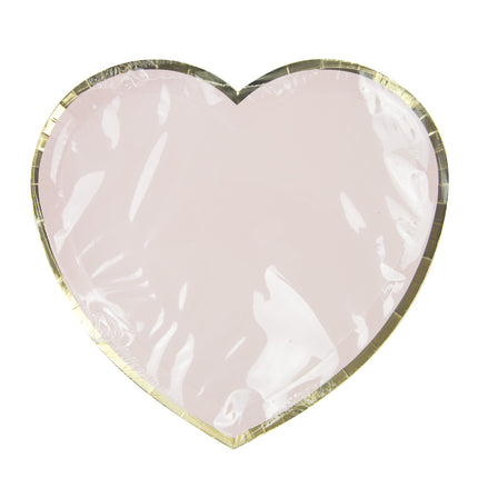 ASSIETTES COEUR ROSE PASTEL ET OR 19CM  X 8