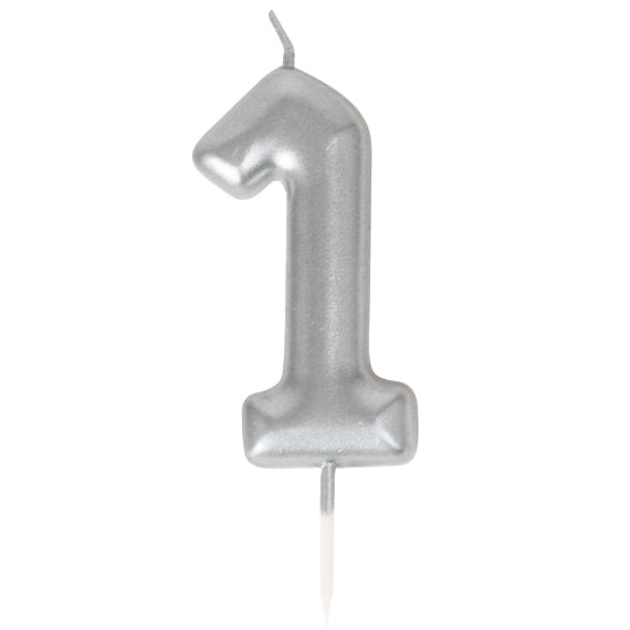 Bougie chiffre 1 argentee 1