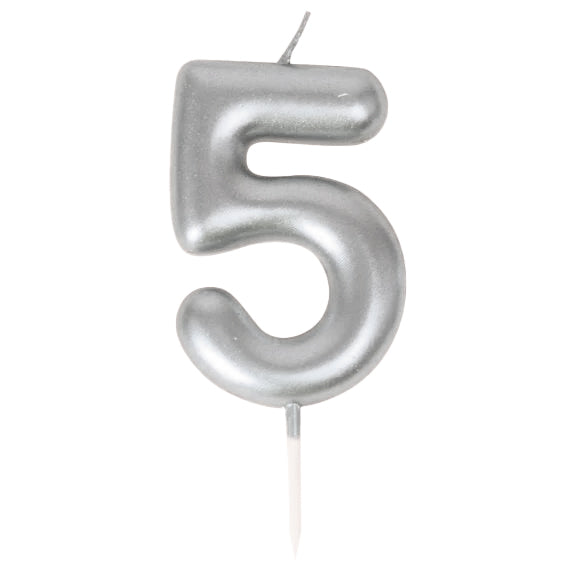 Bougie chiffre 5 argentee 1