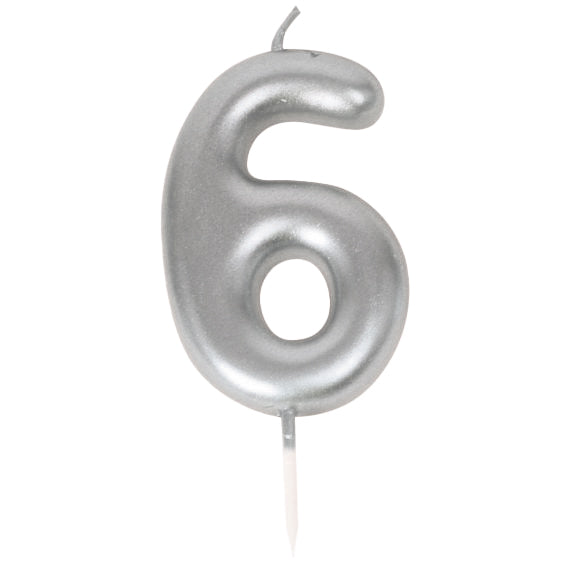 Bougie chiffre 6 argentee 1