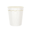 GOBELETS FESTONNES 200ML BLANCS ET OR X 8