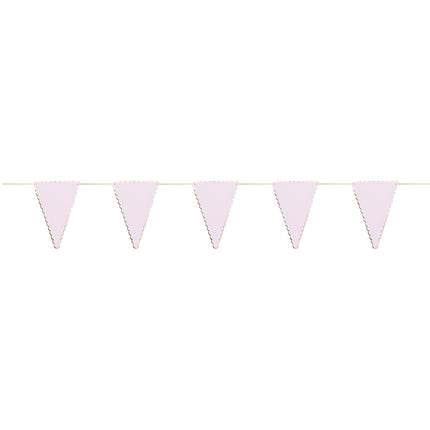 GUIRLANDE FANIONS FESTONNES ROSE PASTEL ET OR 3M