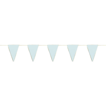 GUIRLANDE FANIONS FESTONNES BLEU PASTEL ET OR 3M