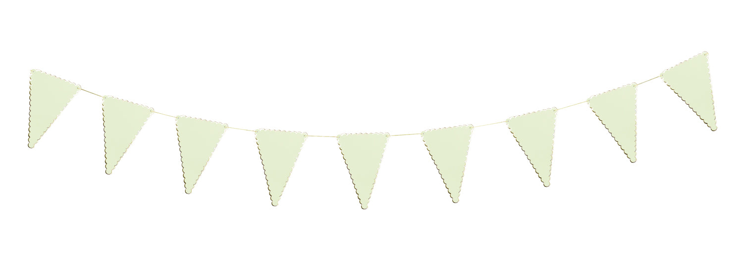GUIRLANDE FANIONS FESTONNES VERT PASTEL ET OR