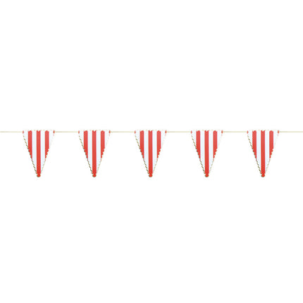 GUIRLANDE FANIONS FESTONNES ROUGE RAYE BLANC ET OR