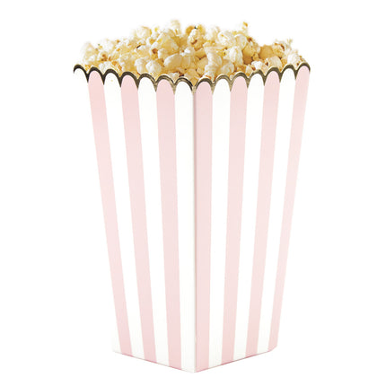 BOITES A POP-CORN ROSE PASTEL ET BLANCHE X 8