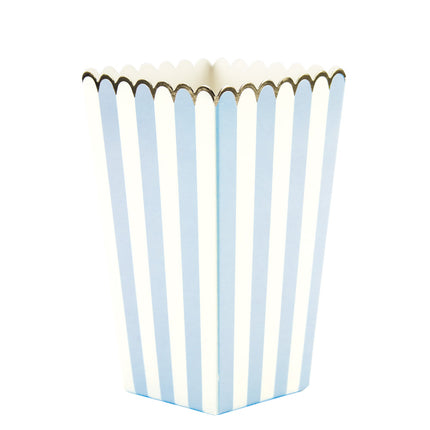 BOITES A POP-CORN BLEU PASTEL ET OR X 8