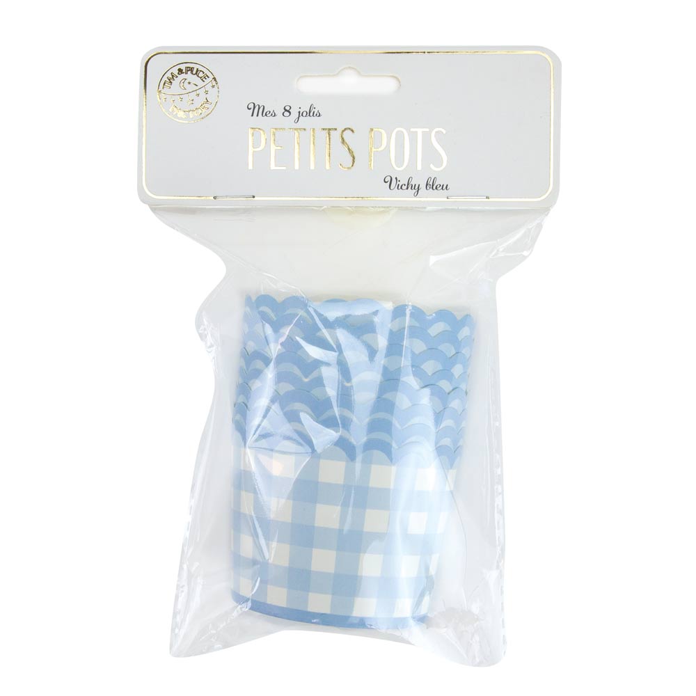 PETITS POTS VICHY BLEU X 8
