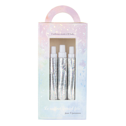 COFFRET 5 SARBACANES + 50 BOULES IRIDESCENT PARTY