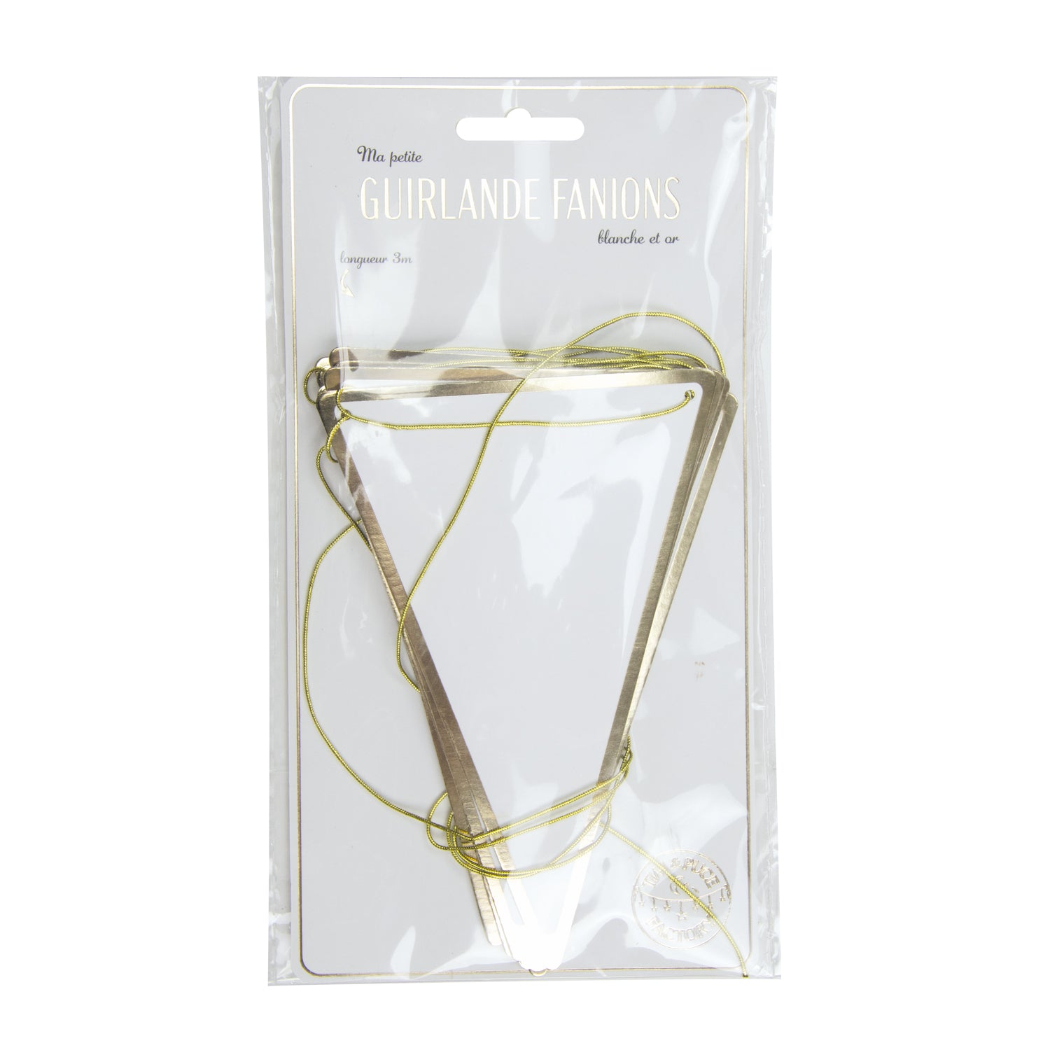 GUIRLANDE FANIONS BLANCHE ET OR 3M