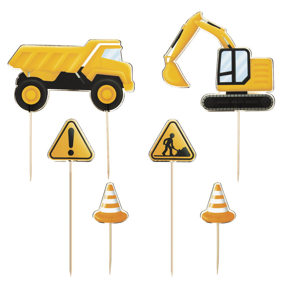 SET DE 6 DECORATIONS CHANTIER POUR GATEAUX