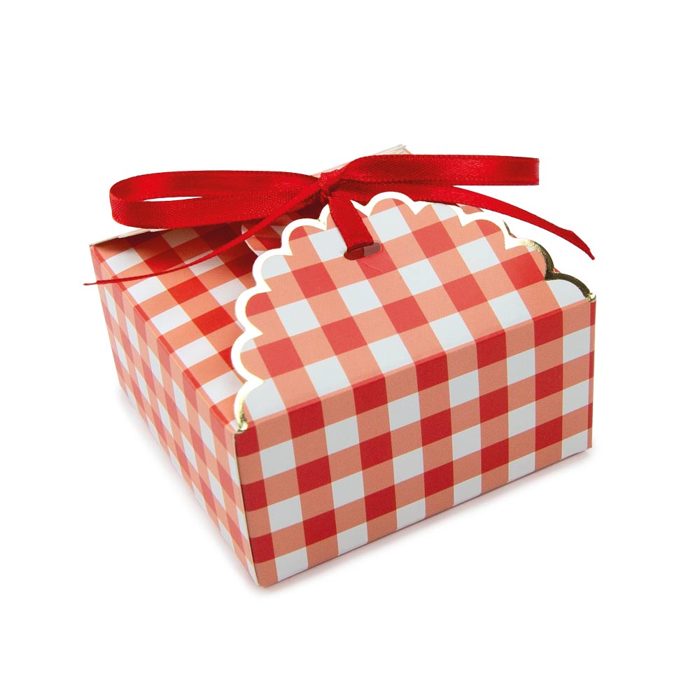 PETITES BOITES A FESTONS VICHY GUINGUETTE X 8