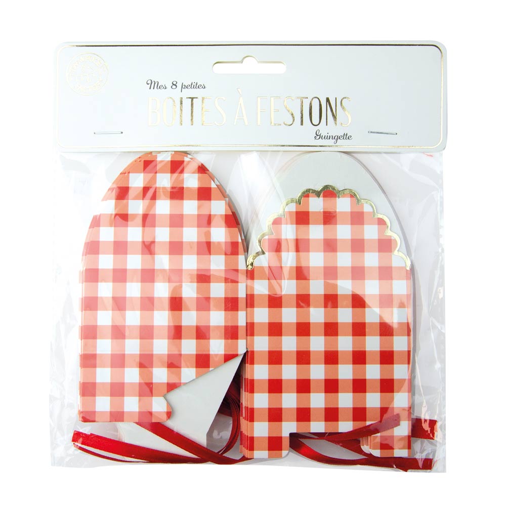 PETITES BOITES A FESTONS VICHY GUINGUETTE X 8