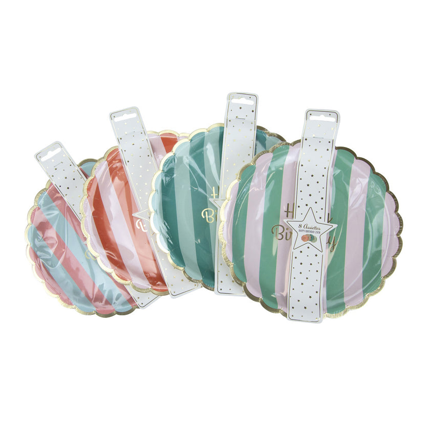Assiettes festonnees 23cm happy birthday x 8 5