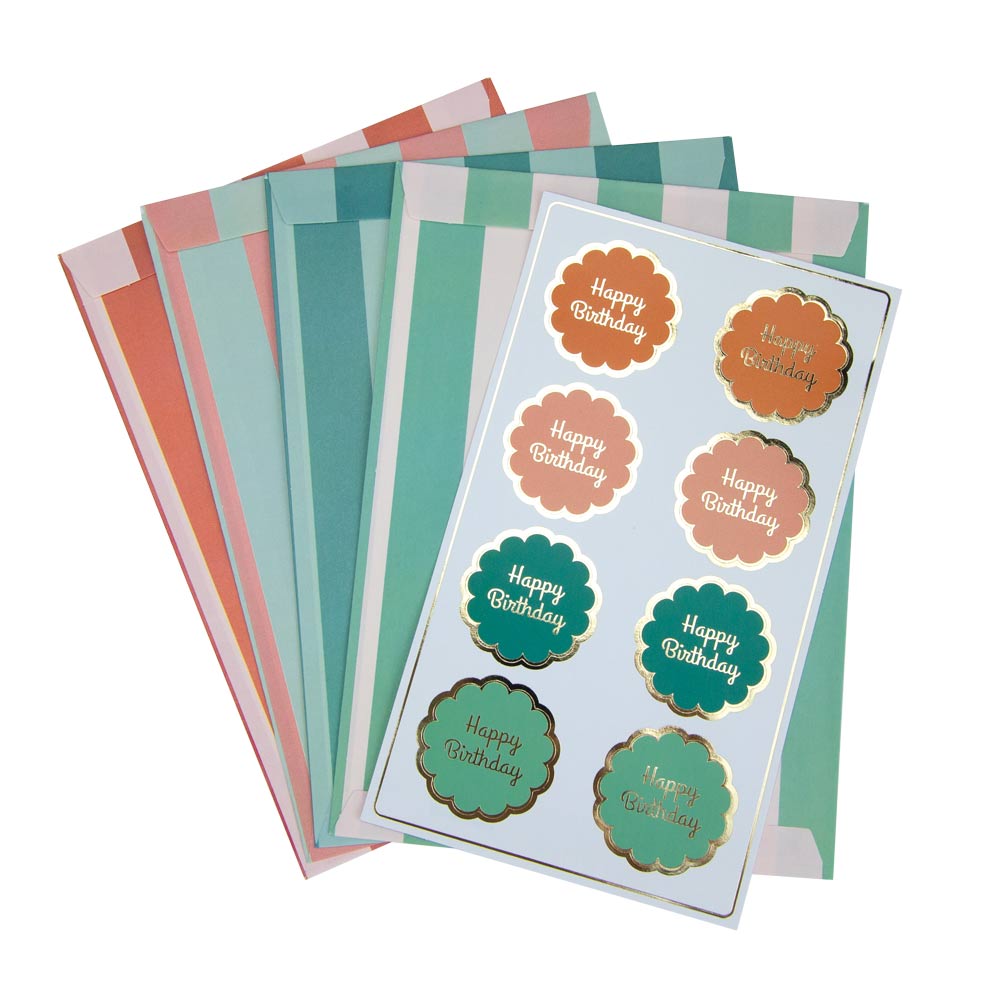 Pochettes papier happy birthday multicolore x 8pcs 2